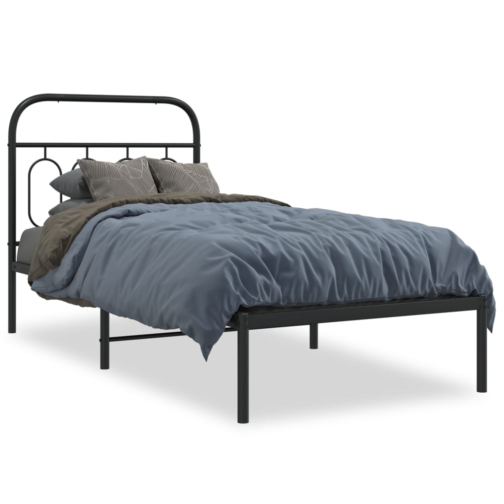 Estrutura de cama com cabeceira 80x200 cm metal preto