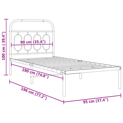 Estrutura de cama com cabeceira 90x190 cm metal preto