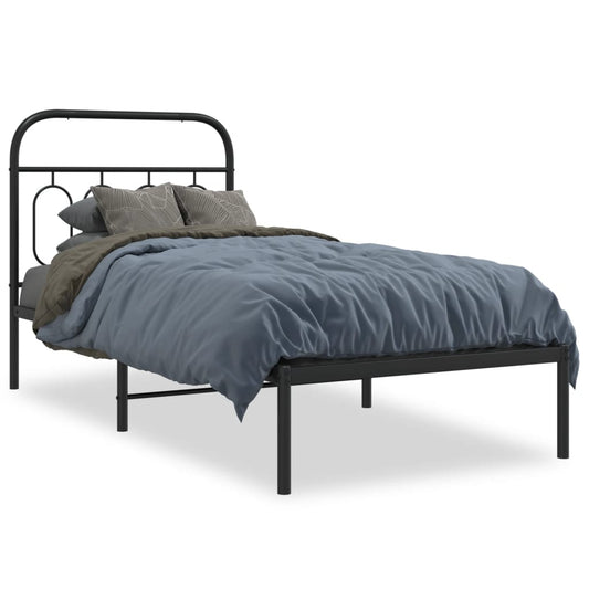 Estrutura de cama com cabeceira 90x200 cm metal preto