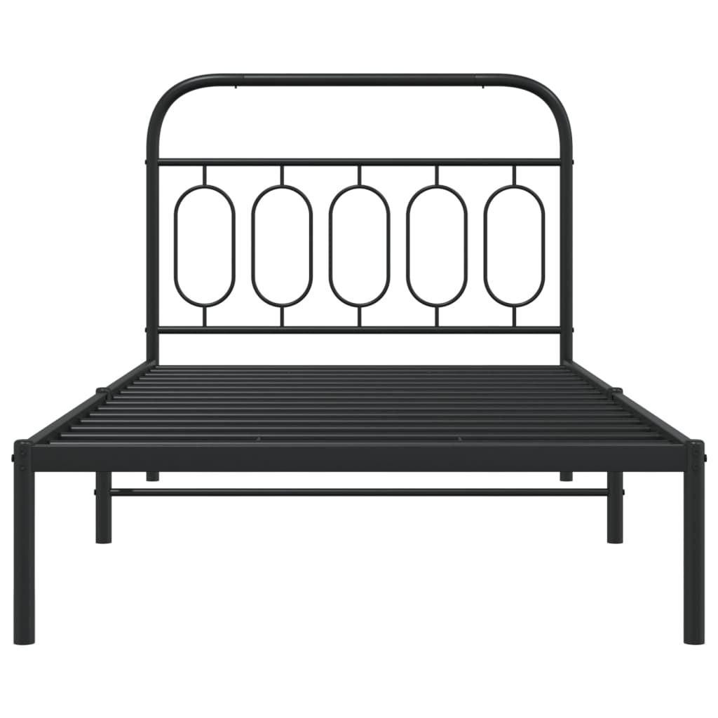 Estrutura de cama com cabeceira 100x190 cm metal preto