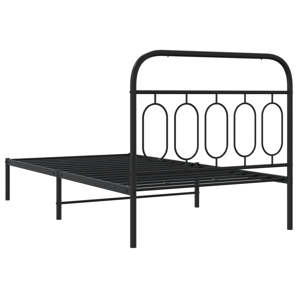 Estrutura de cama com cabeceira 100x190 cm metal preto