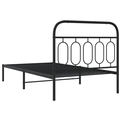 Estrutura de cama com cabeceira 100x190 cm metal preto