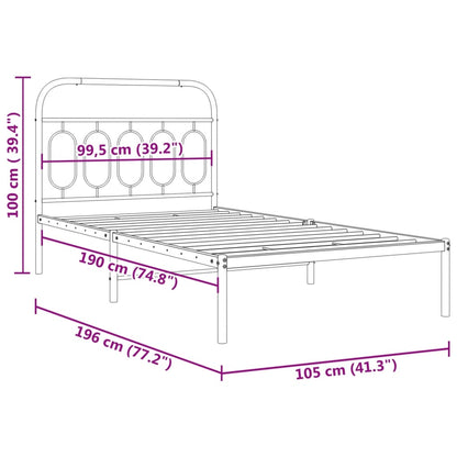 Estrutura de cama com cabeceira 100x190 cm metal preto