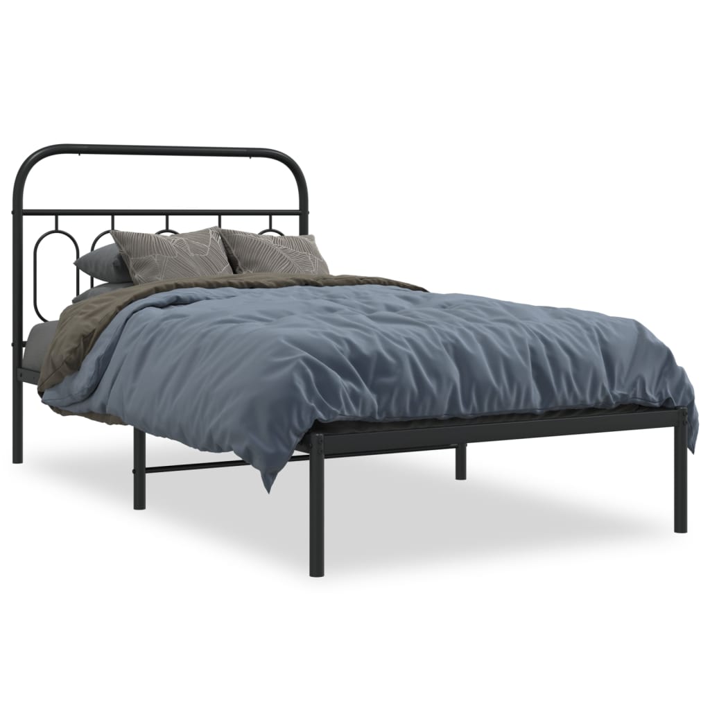 Estrutura de cama com cabeceira 100x190 cm metal preto