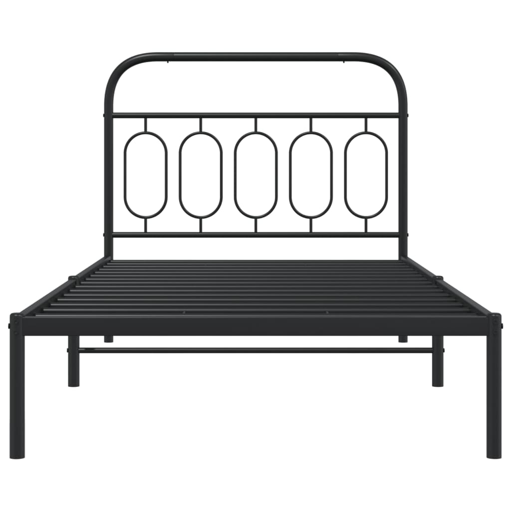 Estrutura de cama com cabeceira 100x200 cm metal preto