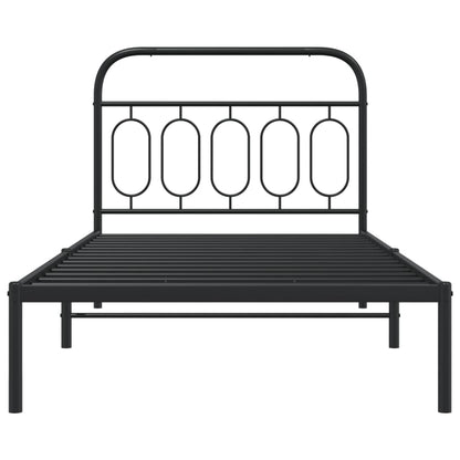 Estrutura de cama com cabeceira 100x200 cm metal preto