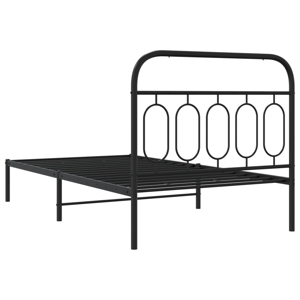 Estrutura de cama com cabeceira 100x200 cm metal preto