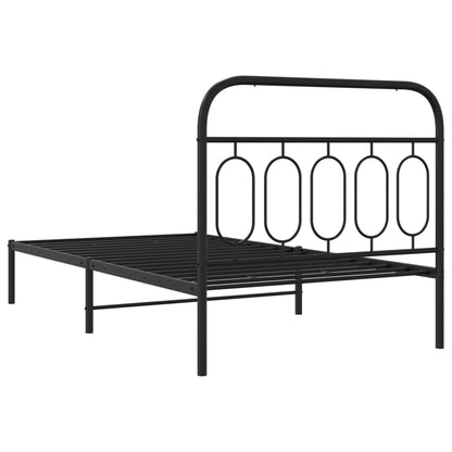 Estrutura de cama com cabeceira 100x200 cm metal preto