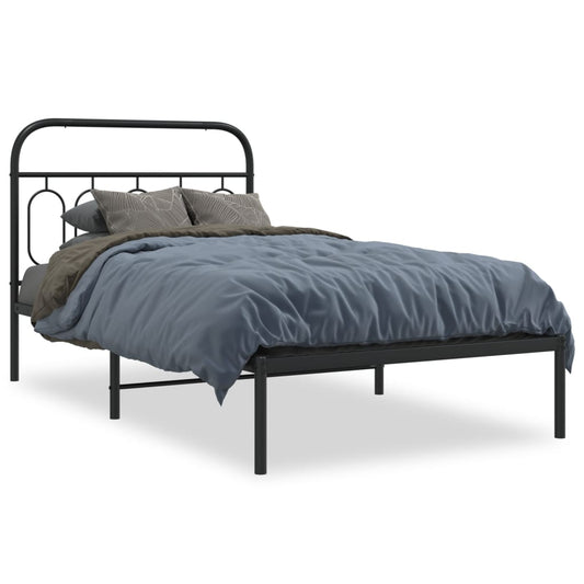 Estrutura de cama com cabeceira 100x200 cm metal preto