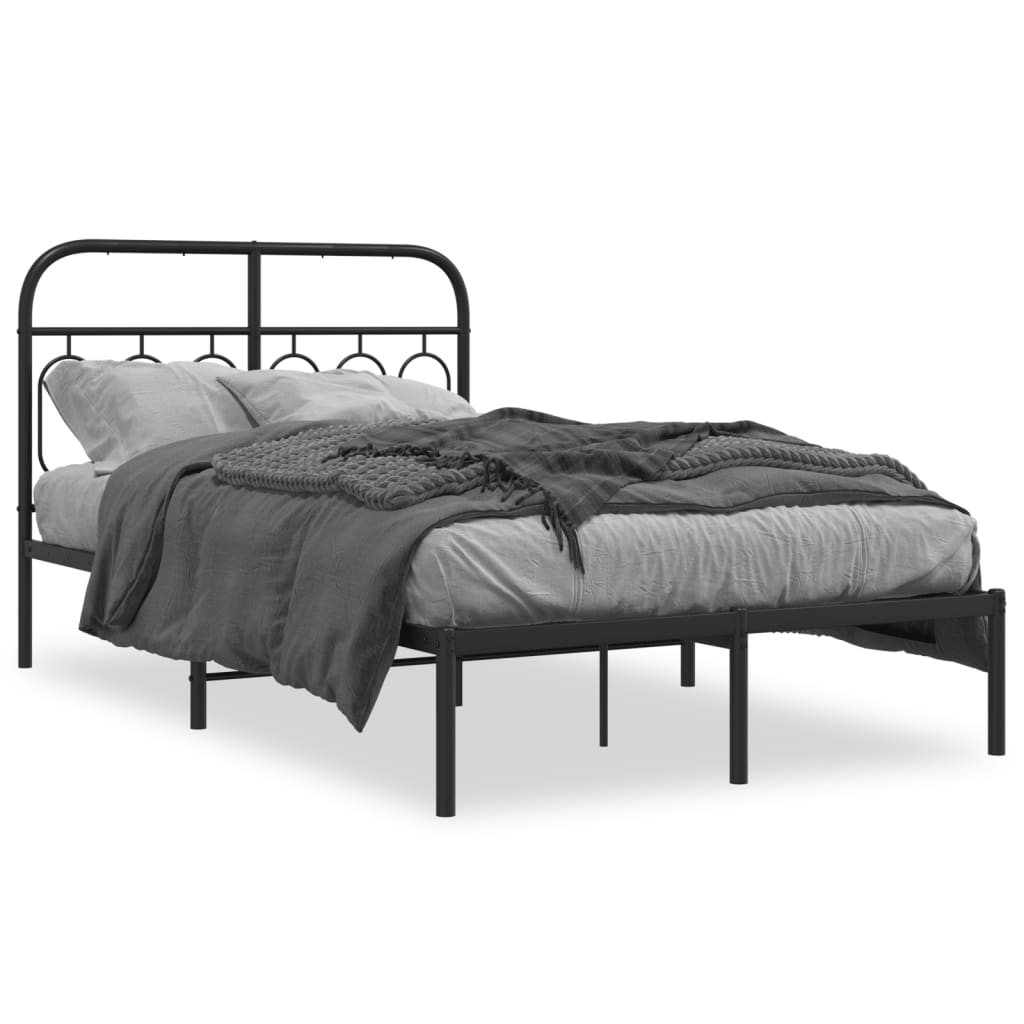 Estrutura de cama com cabeceira 120x200 cm metal preto