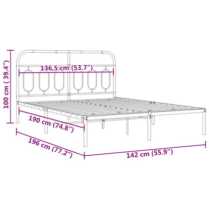 Estrutura de cama com cabeceira 135x190 cm metal preto