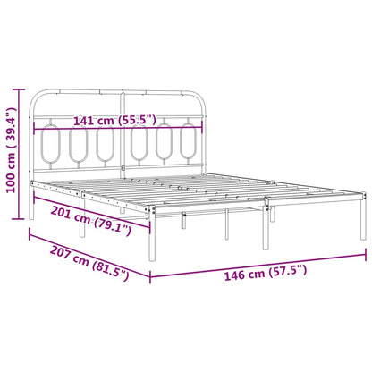 Estrutura de cama com cabeceira 140x200 cm metal preto