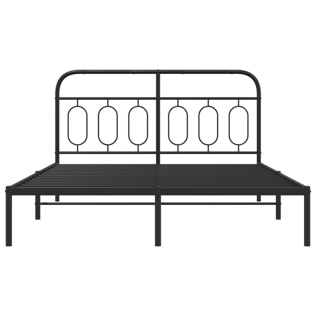 Estrutura de cama em metal com cabeceira 150x200 cm preto