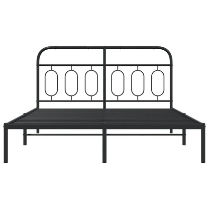 Estrutura de cama em metal com cabeceira 150x200 cm preto