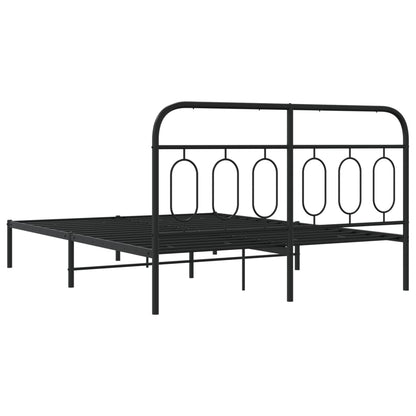 Estrutura de cama em metal com cabeceira 150x200 cm preto