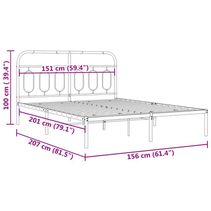 Estrutura de cama em metal com cabeceira 150x200 cm preto