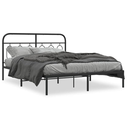 Estrutura de cama em metal com cabeceira 150x200 cm preto