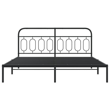 Estrutura de cama com cabeceira 160x200 cm metal preto