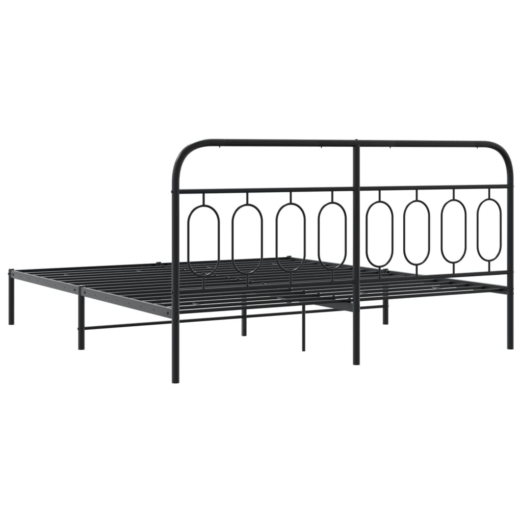 Estrutura de cama com cabeceira 160x200 cm metal preto