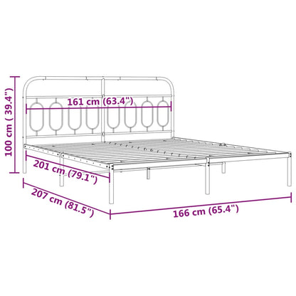 Estrutura de cama com cabeceira 160x200 cm metal preto