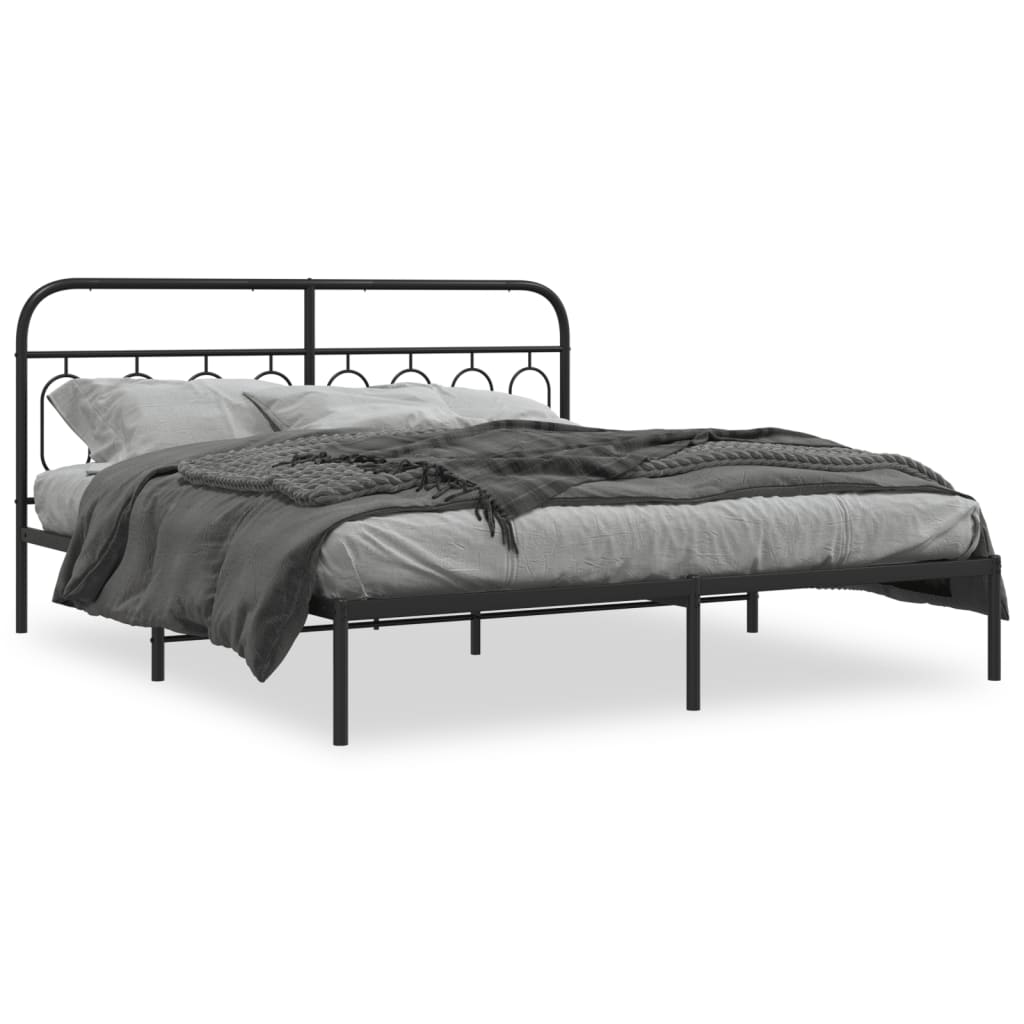 Estrutura de cama com cabeceira 160x200 cm metal preto