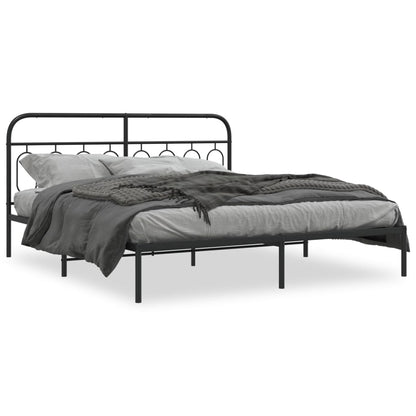 Estrutura de cama em metal com cabeceira 180x200 cm preto