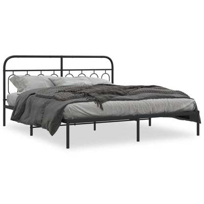 Estrutura de cama com cabeceira 183x213 cm metal preto