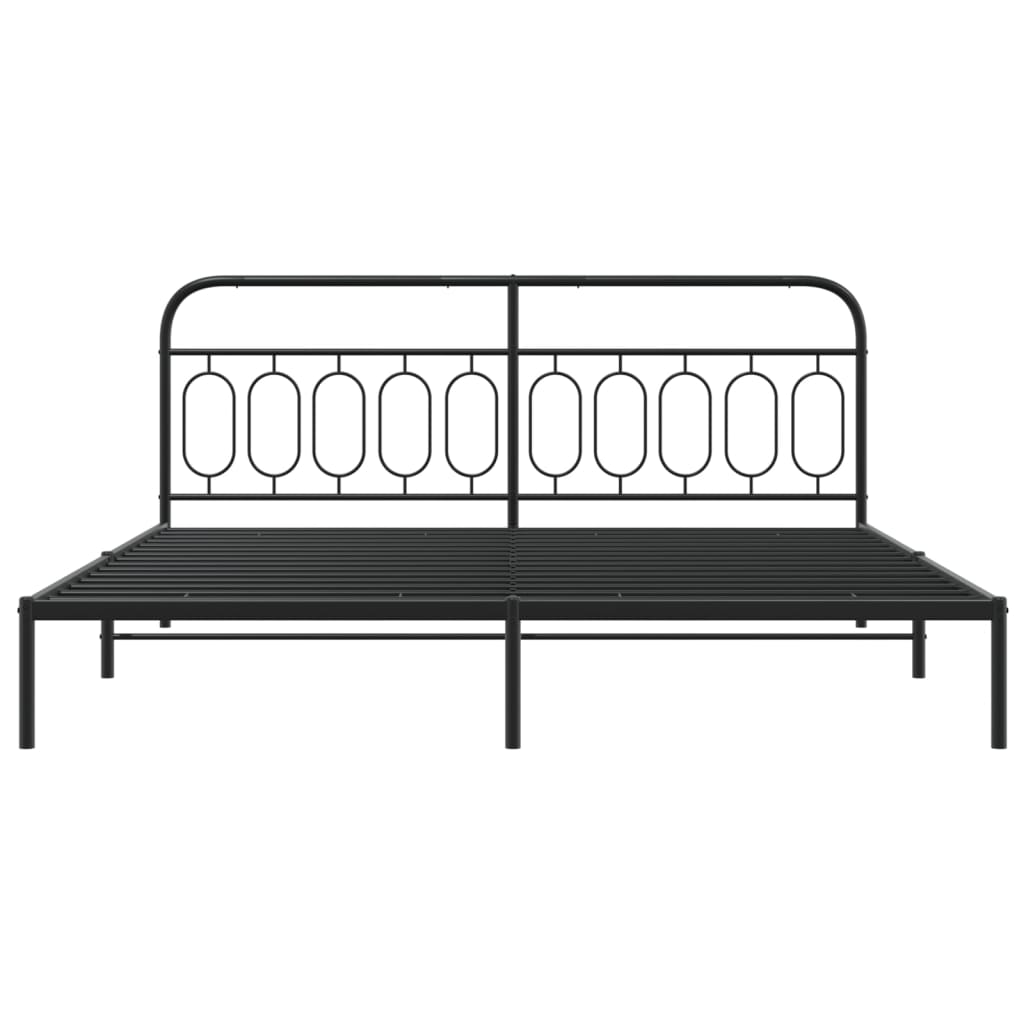 Estrutura de cama com cabeceira 200x200 cm metal preto