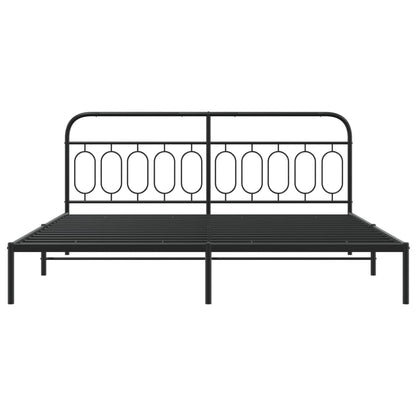 Estrutura de cama com cabeceira 200x200 cm metal preto