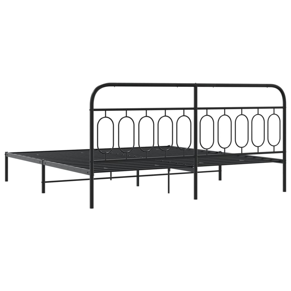 Estrutura de cama com cabeceira 200x200 cm metal preto