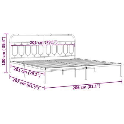 Estrutura de cama com cabeceira 200x200 cm metal preto