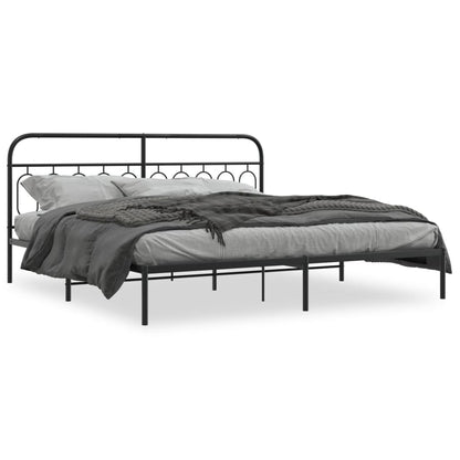 Estrutura de cama com cabeceira 200x200 cm metal preto