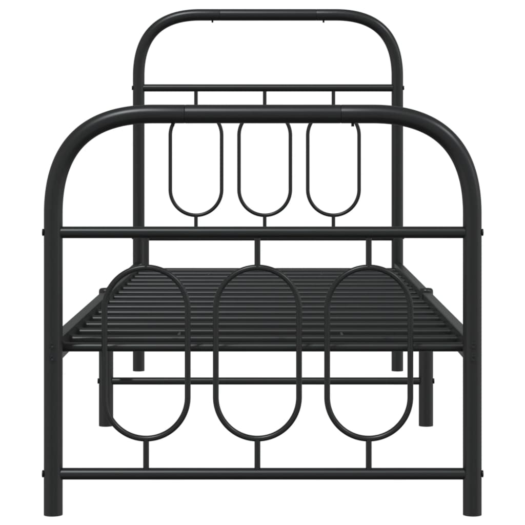 Estrutura de cama com cabeceira e pés 75x190 cm metal preto