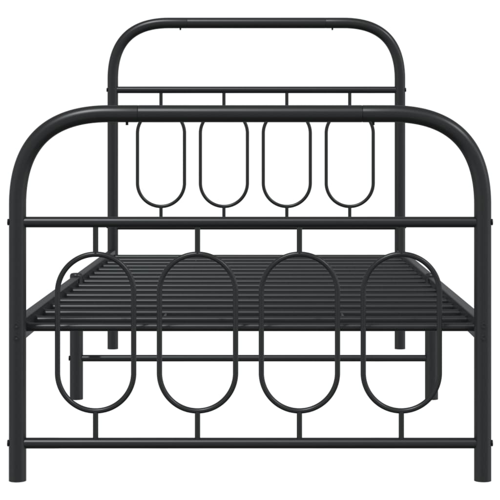 Estrutura de cama com cabeceira e pés 80x200 cm metal preto