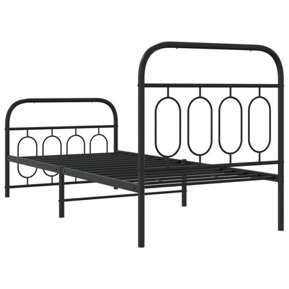 Estrutura de cama com cabeceira e pés 80x200 cm metal preto