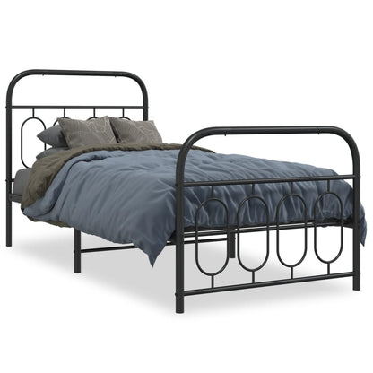 Estrutura de cama com cabeceira e pés 80x200 cm metal preto