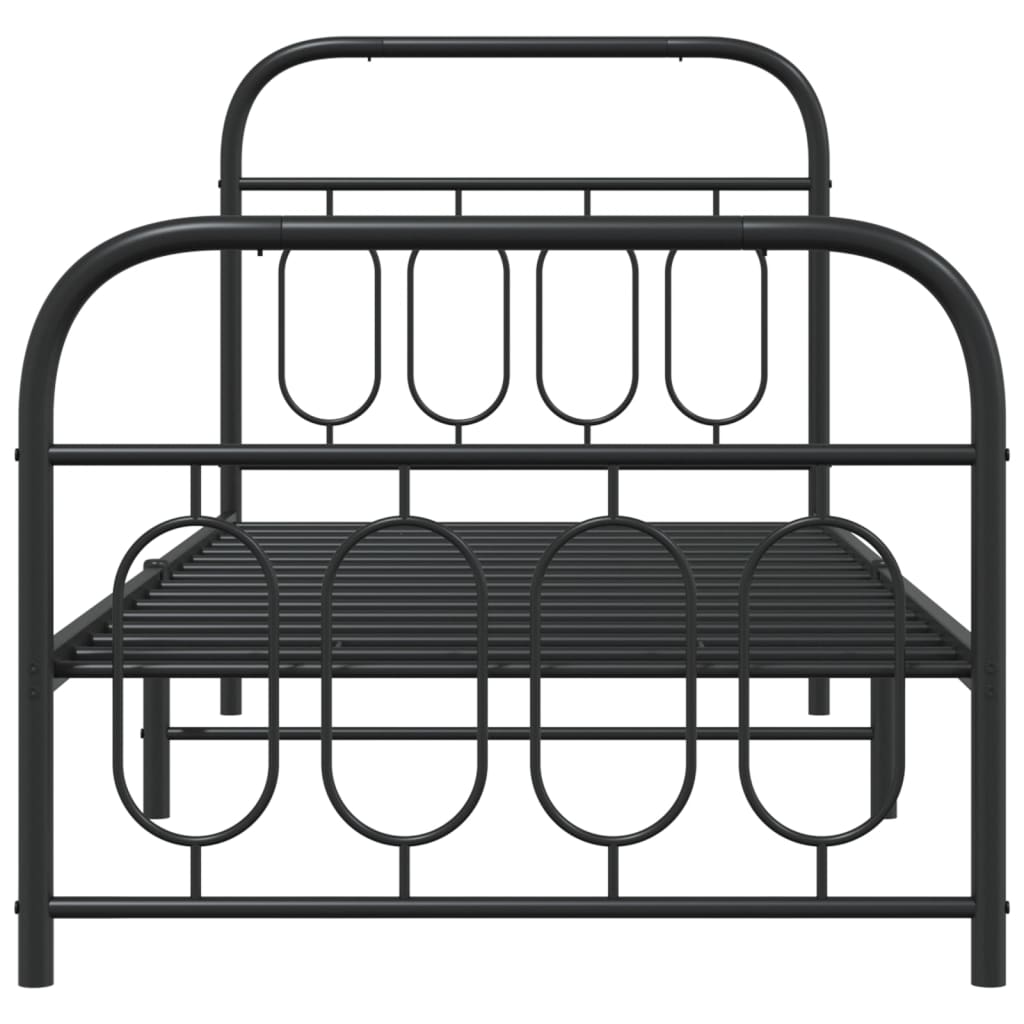 Estrutura de cama com cabeceira e pés 90x190 cm metal preto