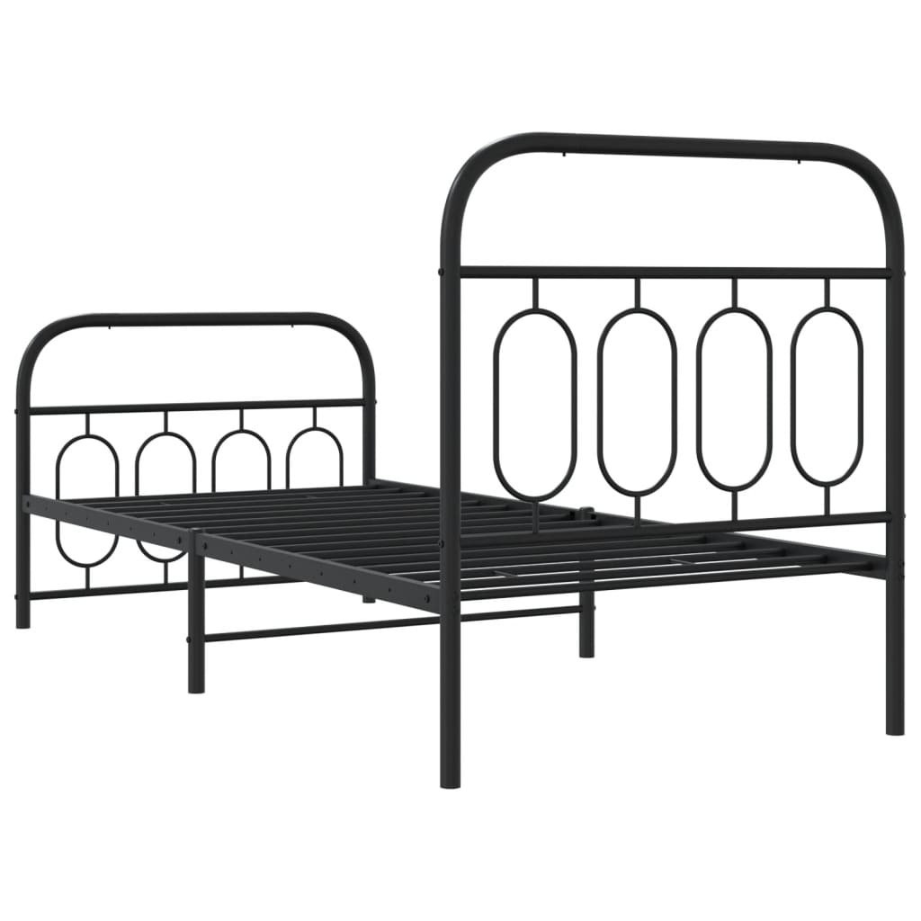 Estrutura de cama com cabeceira e pés 90x190 cm metal preto