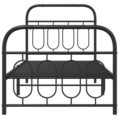 Estrutura de cama com cabeceira e pés 90x200 cm metal preto