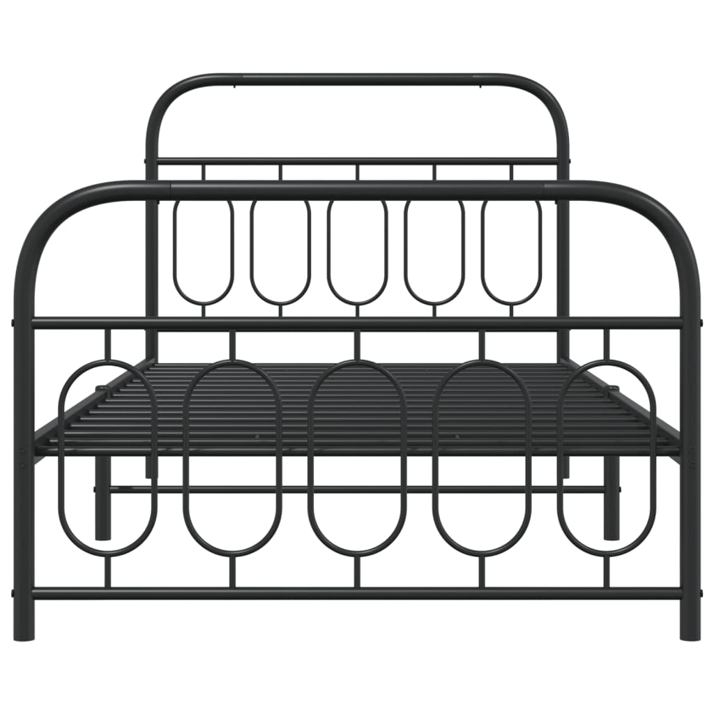 Estrutura de cama com cabeceira e pés 100x190 cm metal preto