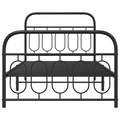 Estrutura de cama com cabeceira e pés 100x190 cm metal preto