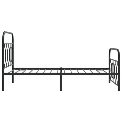 Estrutura de cama com cabeceira e pés 100x190 cm metal preto