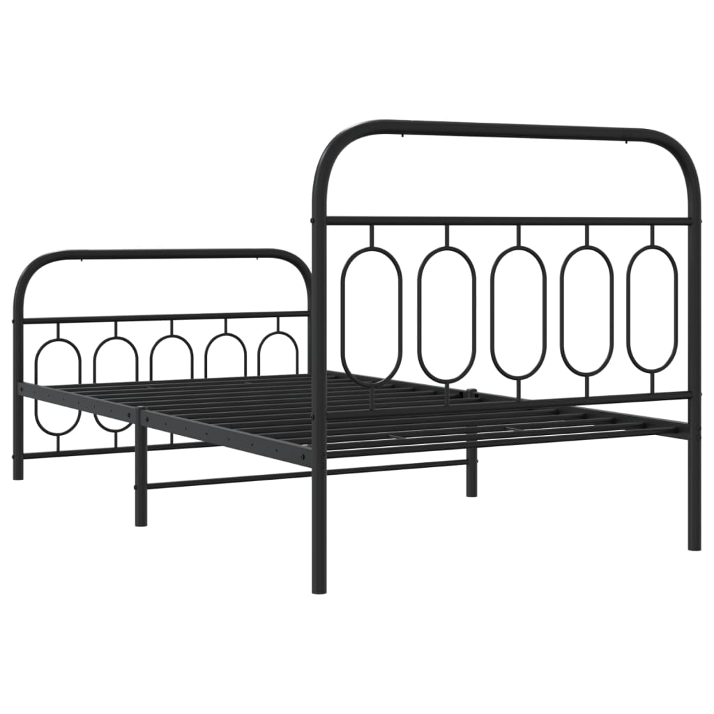 Estrutura de cama com cabeceira e pés 100x190 cm metal preto