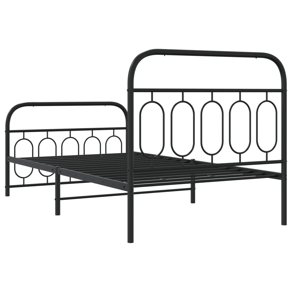 Estrutura de cama com cabeceira e pés 100x200 cm metal preto