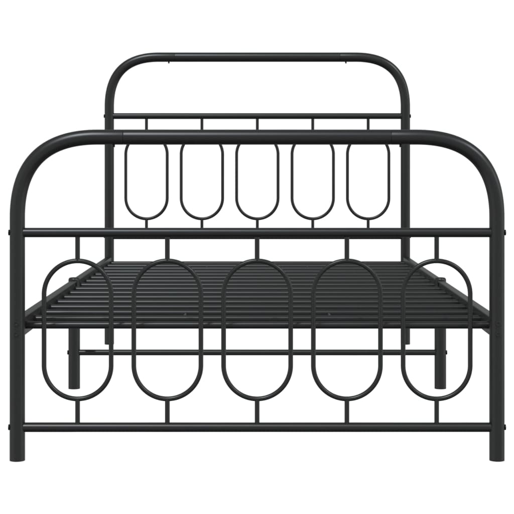 Estrutura de cama com cabeceira e pés 107x203 cm metal preto