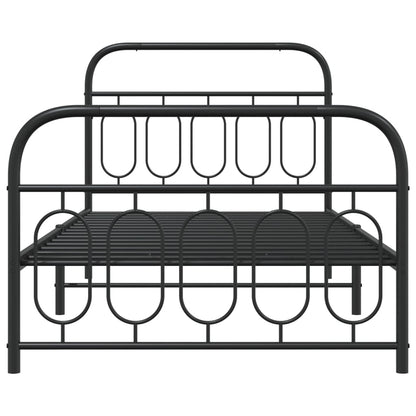 Estrutura de cama com cabeceira e pés 107x203 cm metal preto