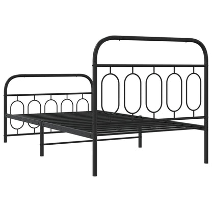 Estrutura de cama com cabeceira e pés 107x203 cm metal preto