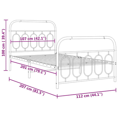 Estrutura de cama com cabeceira e pés 107x203 cm metal preto