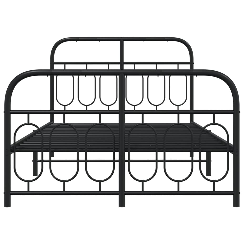 Estrutura de cama com cabeceira e pés 120x190 cm metal preto