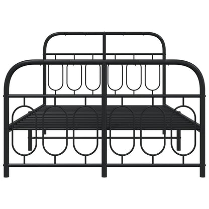 Estrutura de cama com cabeceira e pés 120x190 cm metal preto